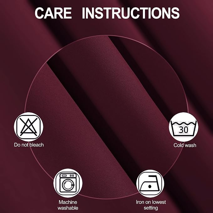 LEMOMO Blackout Curtains 66 x 95 inch/Burgundy Red Curtains Set of 2 - Image 4