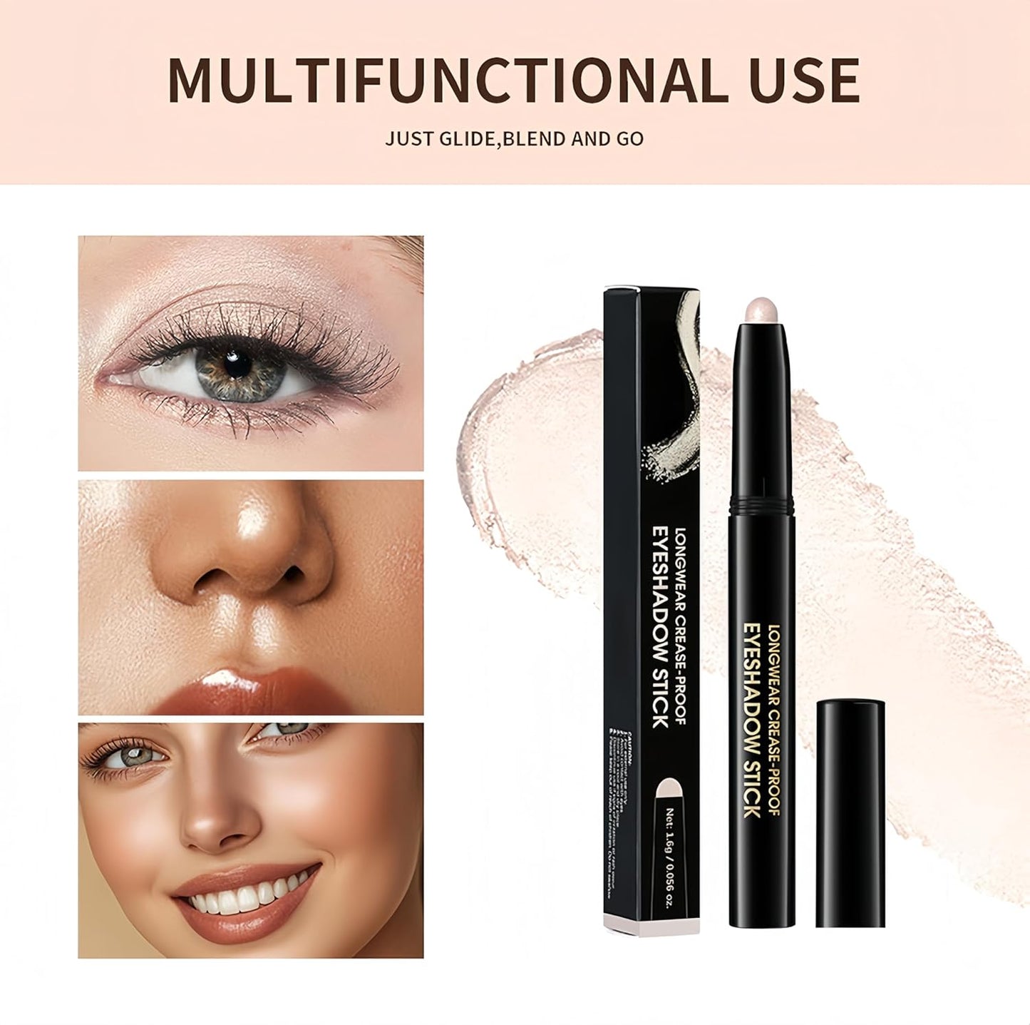 MAEPEOR 10 Colors Cream Eyeshadow Stick Silky Smooth Matte Shimmer Eyeshadow Pen Waterproof and Long Lasting Shadow Pencil for Girls and Women (Color 06)