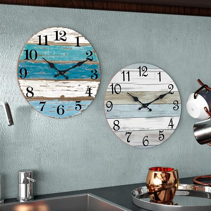 CHYLIN Wall Clock, 18 Inch Beach Wall Clocks Battery Operated, Coastal Ocean - Image 7