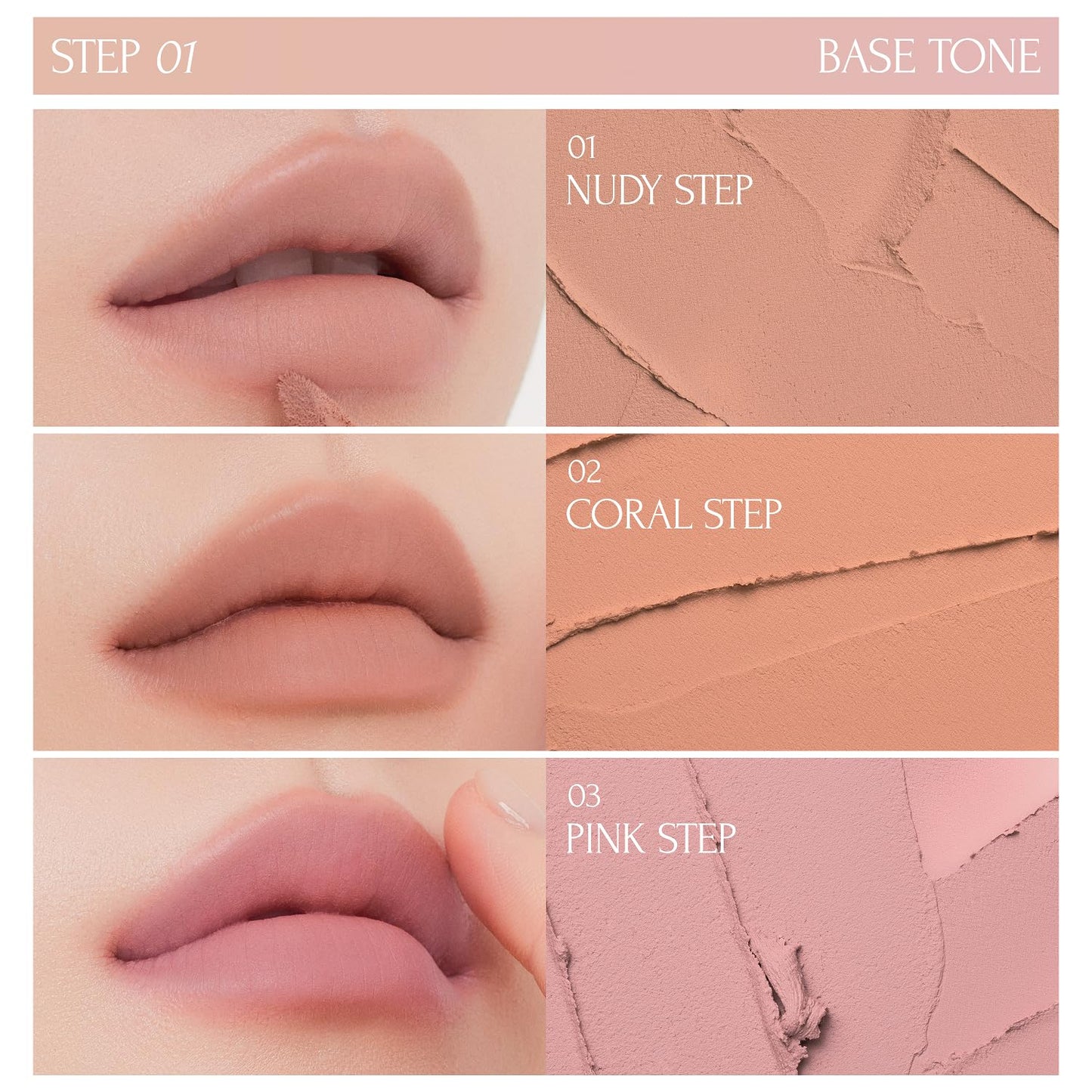 Tie Up Cover Tint - Waterproof & Long Lasting Lip Stain for Women - Korean Base Nude Tint Stick - Kbeauty Matte Gloss - Mood Color Changing (01 NUDY STEP, 0.2 Fl oz)