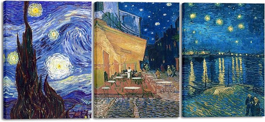 Wieco Art Large 3 Panels Canvas Prints of Vincent Van Gogh Paintings by WiecoArt