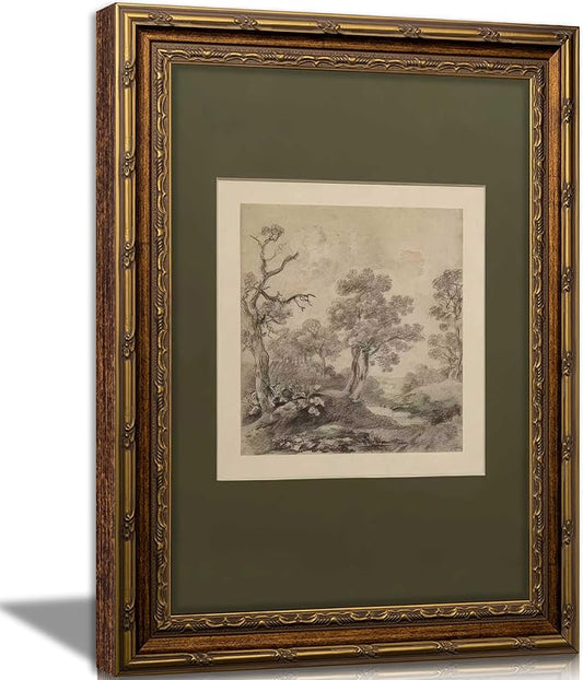 Vintage Gold Framed Wall Art Tree Forest Landscape Painting Canvas Prints Green by DQUCWDKVintagegoldframedwallart