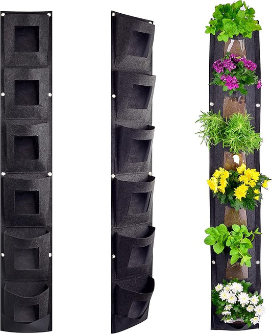 6 Pocket Vertical Grow Bag, Hanging Wall Garden Planter, Indoor Outdoor by CHARGUY