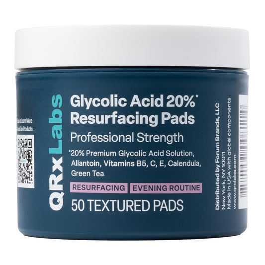 Glycolic Acid 20% Resurfacing Pads for Face & Body with Vitamins B5, C & E, Green Tea, Calendula, Allantoin - Exfoliates Surface Skin and Reduces Appearance of Fine Lines and Wrinkles - Peel Pads