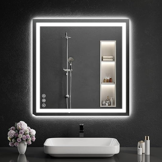 30"x30" LED Bathroom Mirror by WISSMILESHOME