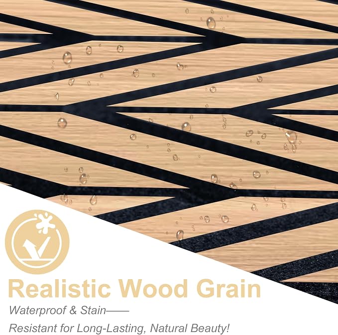 Mollywell Acoustic Panels, PVC Wood-Grain Decor, 12x12 Inch Carved Pattern - Image 2