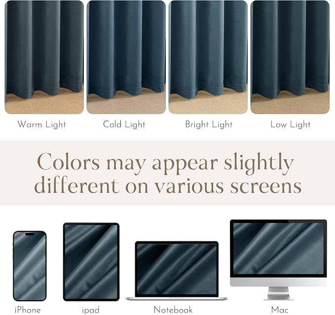 NICETOWN Slate Blue Blackout Velvet 108 inches Long Curtains - Image 7