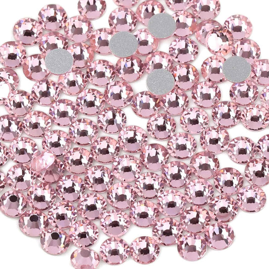 beadsland Flat Back Crystal Rhinestones Round Gems, Light Pink (4.6-4.8mm) SS20/1440pcs