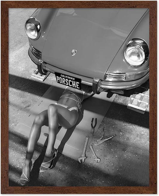 Poster Master Woman Under Classic Car Poster by PosterMaster