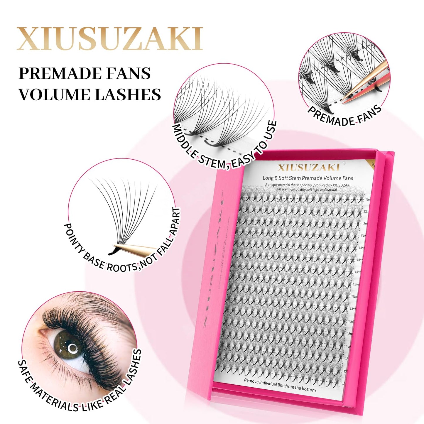 Premade Fans Eyelash Extensions 12D Volume Lash Extensions 0.07 Thickness Eyelash Extension C Curl Premade Lash Fans Mix 9-16mm Fluffy Soft Handmade Lash Fan(12D-0.07-C,9-16mm)