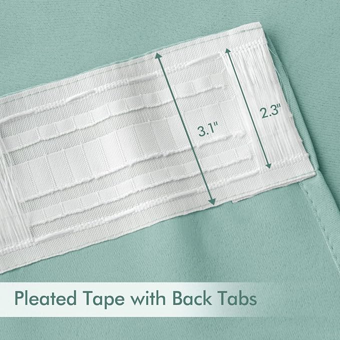 MIULEE Aqua Back Tab Blackout Curtains 90 Inches Long 2 Panels Set - Image 4