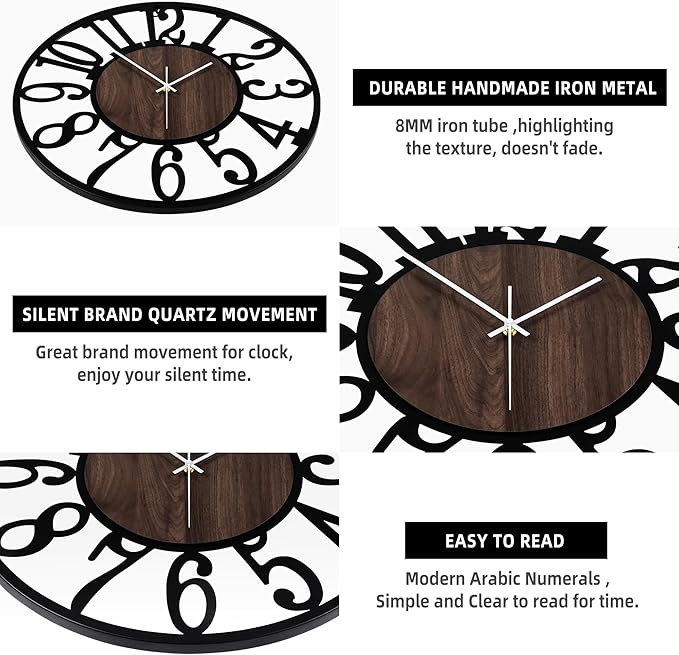1st owned Large Wall Clock for Living Room Decor- 20" Decorative Antique Silent - Image 4