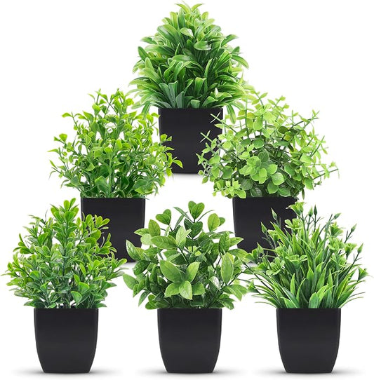 Der Rose 6 Pack Fake Plants Mini Artificial Plants by DerRose