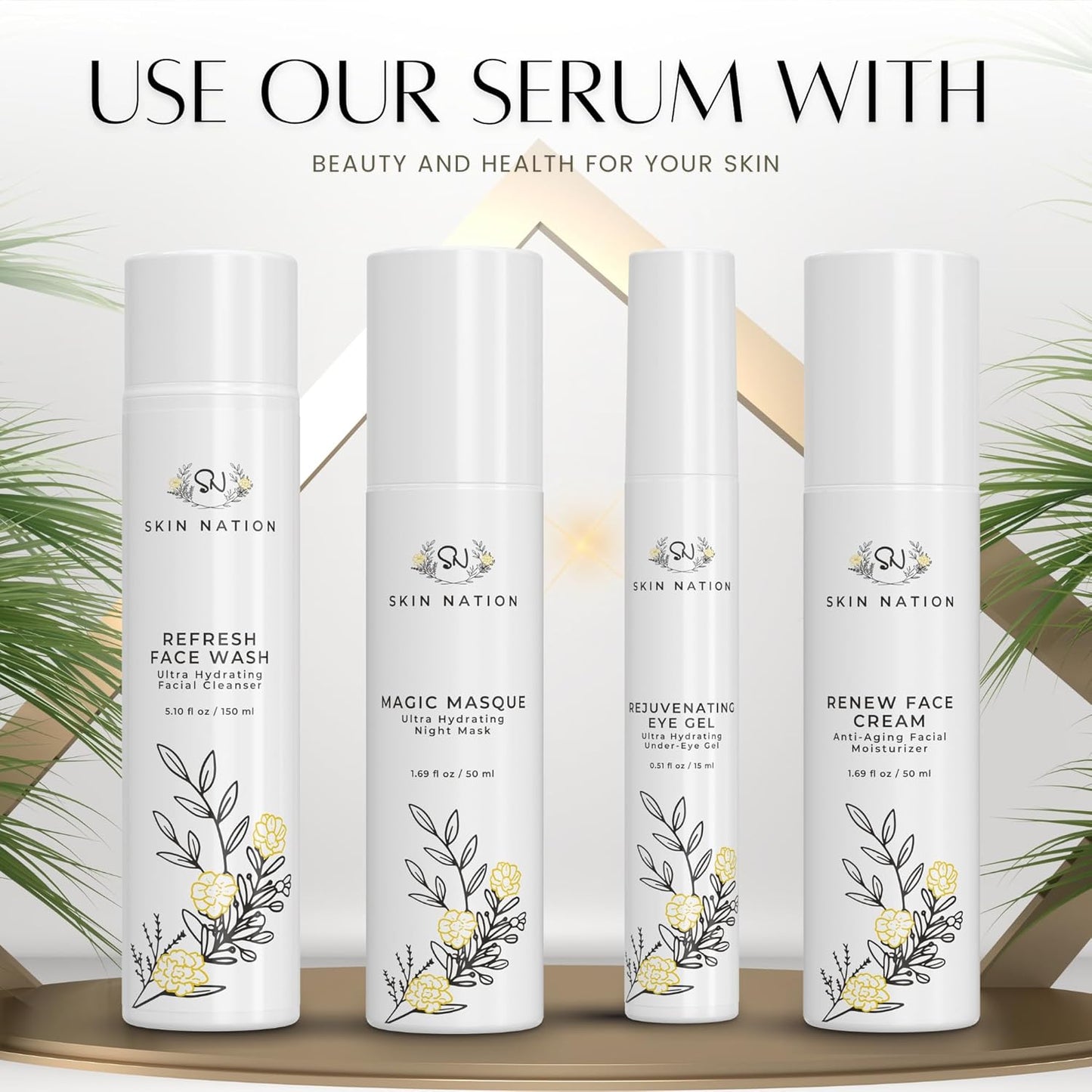 Skin Nation Super Hydrating Vitamin C Face Serum with Ferulic Acid, Aloe Vera, Rosehip Oil, Can Help Smooth Skin Texture and Supports Firmer Skin, for Dry and Sensitive Skin