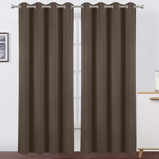 LEMOMO Chocolate Brown Thermal Blackout Curtains/52 x 95 Inch/Set of 2 Panels by Lemomo