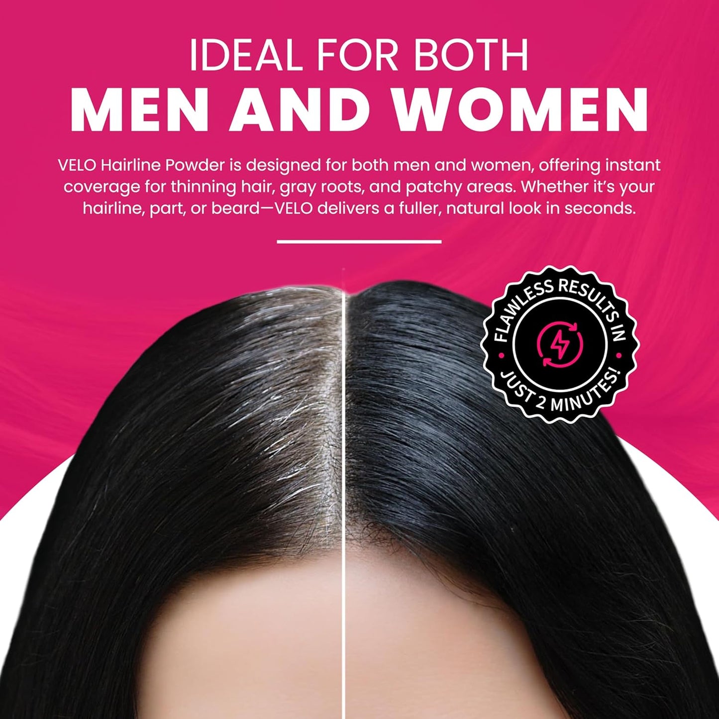 VELO Hairline Powder–RED BROWN Hair Root Touch Up Powder for Women & Men–Instantly Covers Gray Hair, Thinning Hair & Bald Spots–Sweatproof Root Cover Up–Puff & Mirror Compact, 13 Shades