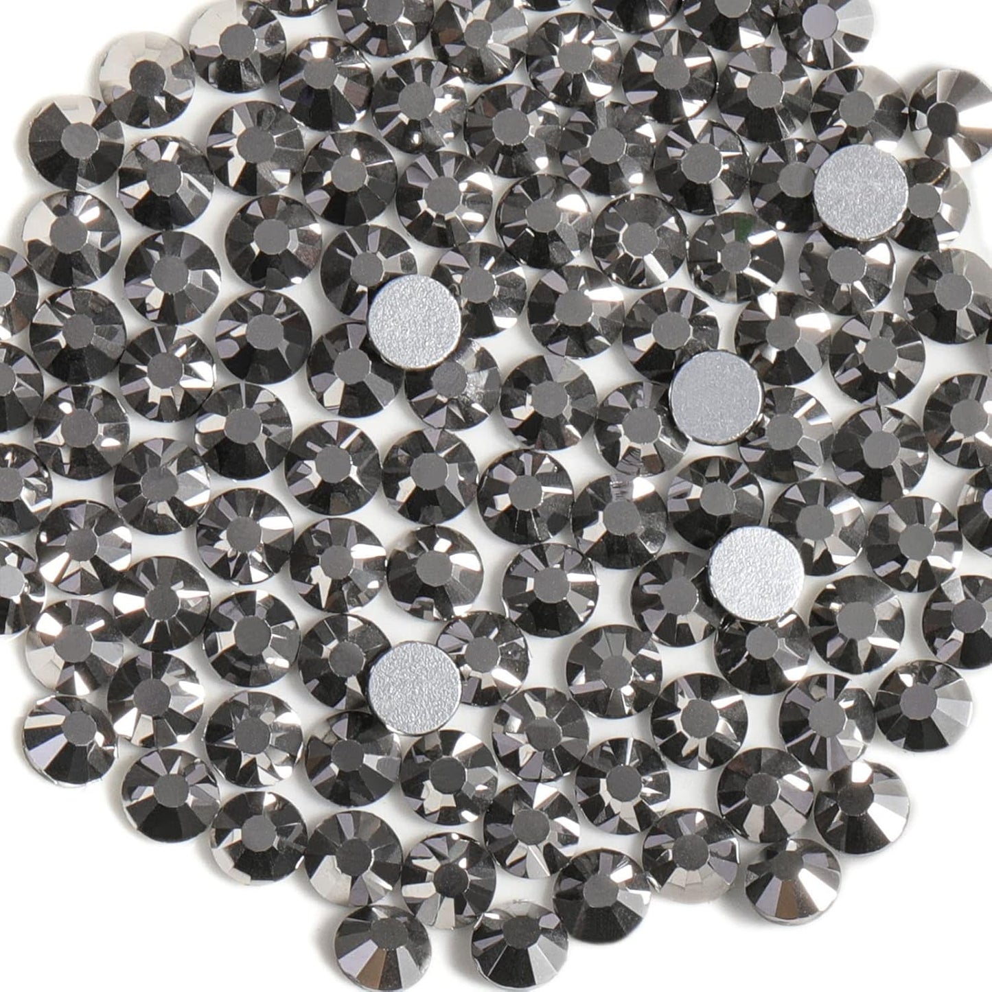 Beadsland 1440 Pieces Flat Back Crystal Rhinestones Round Gems,Hematite,SS20,4.6-4.8mm