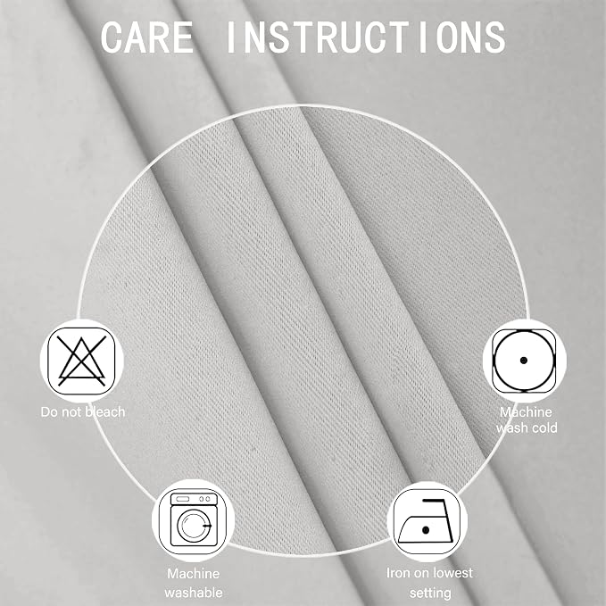 LEMOMO Blackout Curtains 52 x 95 inch/Light Grey Curtains Set of 2 - Image 4