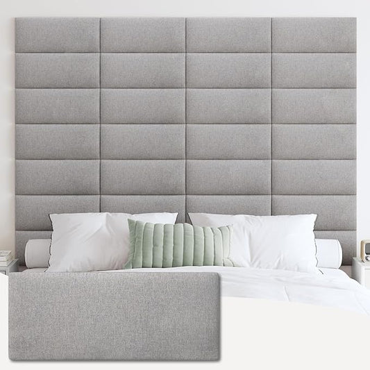 IFNOW Upholstered Wall Mounted Headboard, 3D Soundproof Wall Panels Peel and by IFNOW