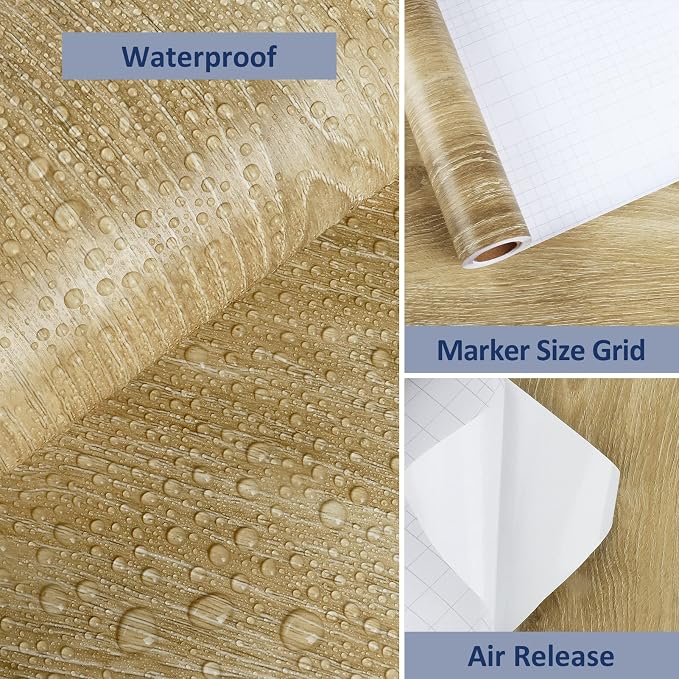 WESTICK Glossy Brown Wood Contact Paper Self Adhesive Wooden Wallpaper Kitchen - Image 9