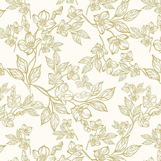 Ismoon Floral Wallpaper Peel and Stick Vintage Flower Beige and Gold Contact by Ismoon