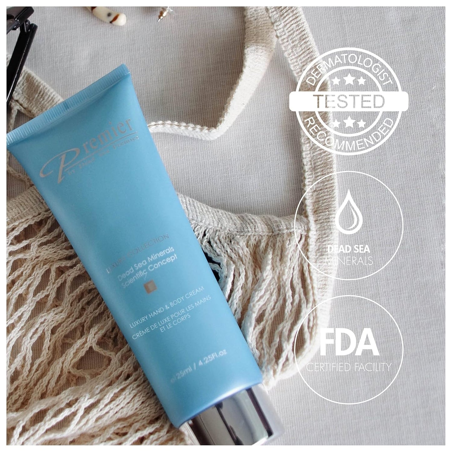 Premier Dead Sea Luxury Hand & Body Cream, hydrating, fast absorbing, no tackiness, relaxing , with witch hazel and vitamins 4.25fl.oz