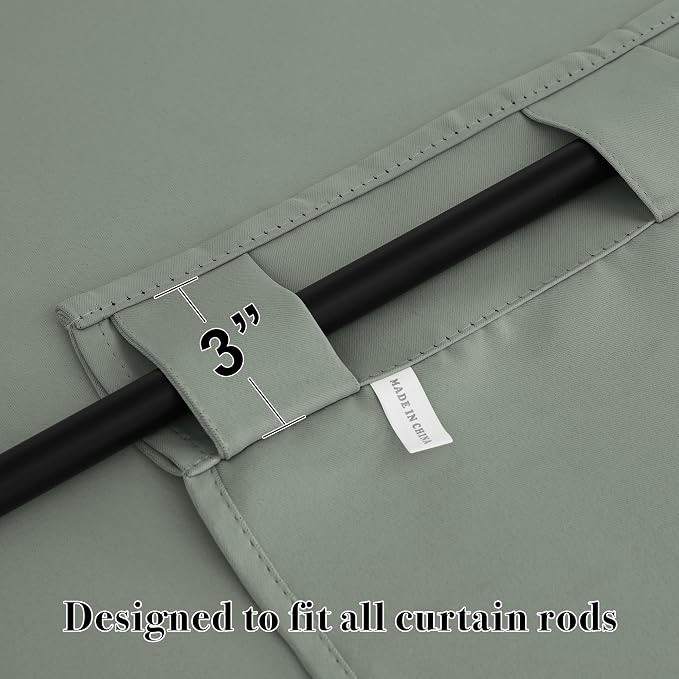 RYB HOME Sage Green Curtains for Bedroom Living Room, Vertical Privacy UV - Image 5