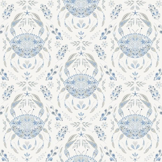 NuWallpaper by WallPops Blue Shellby Peel & Stick Wallpaper by NuWallpaper
