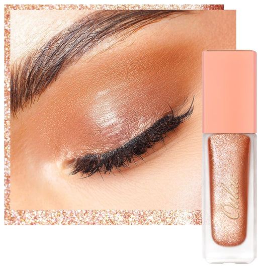 Oulac Liquid Glitter Eyeshadow Metallic Eyeshadow| Gold Liquid Eyeliner Glitter Eye Makeup| Pigmented Lightweight Moisturizing Formula Easy to Remove. Vegan & Cruelty-Free (O10)