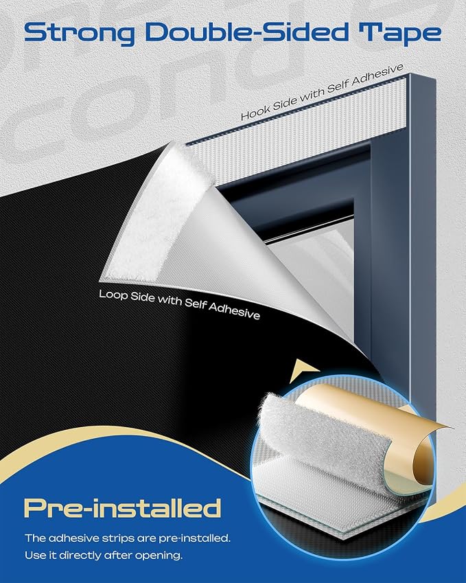 48" W x 84" L 100% Portable Blackout Curtains, Total Darkness No-Drill Black - Image 2