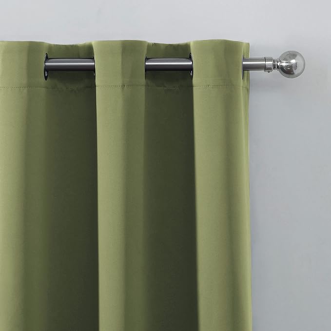 LEMOMO Olive Green Blackout Curtains 52 x 63 Inch Length/Set of 2 Curtain - Image 7