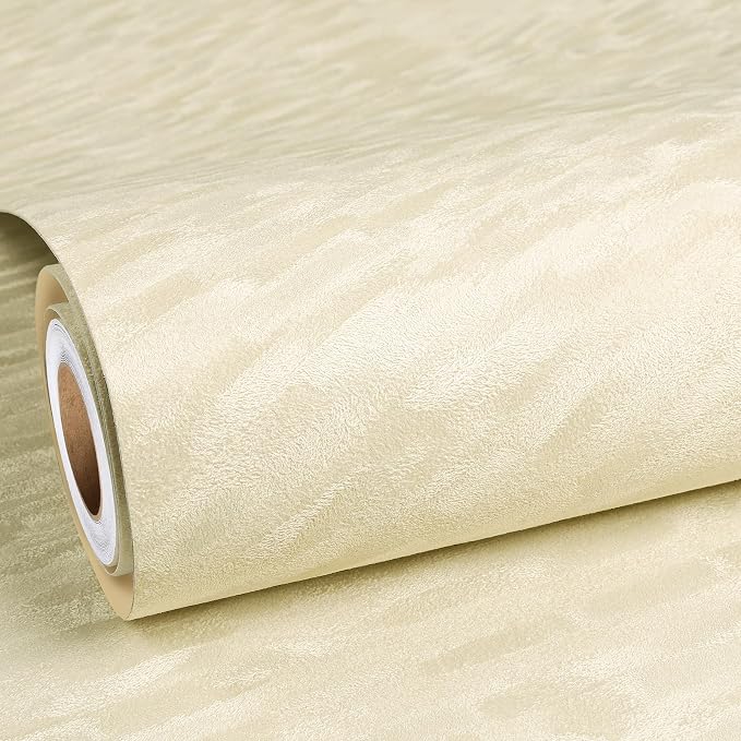 ReWallpaper 30inx16.5ft Beige Wallpaper Peel and Stick Modern Velvet Flocked by ReWallpaper