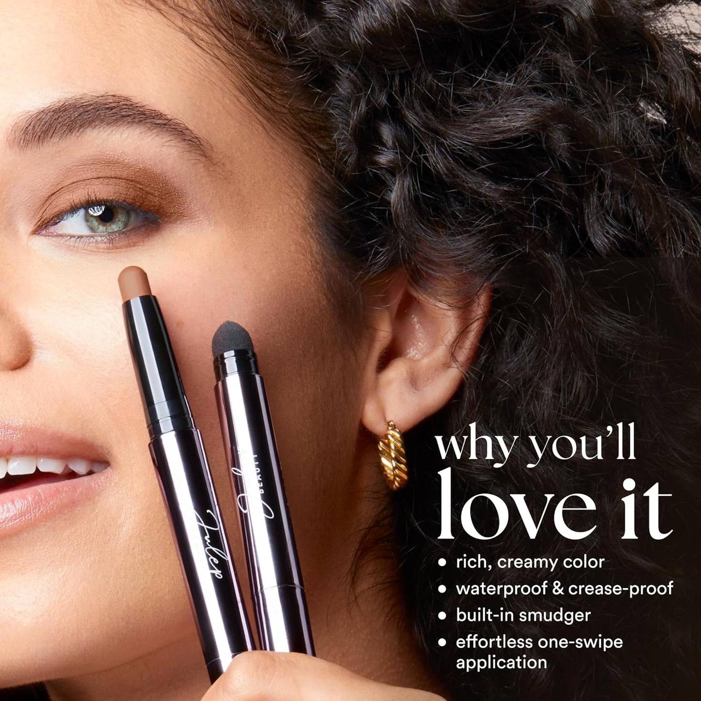 Julep Eyeshadow 101 Cream-to-Powder Waterproof Shadow Stick – Charcoal Matte – Long-Lasting, Crease-Proof, Dark Grey Matte Cream Eyeshadow with Built-in Smudger