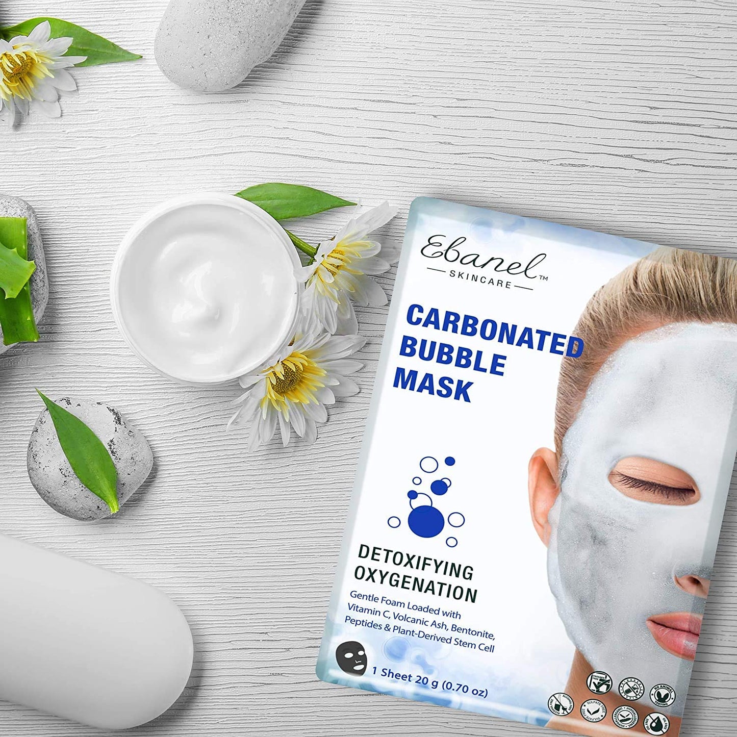 Ebanel 10 Pack Carbonated Bubble Clay Mask, Deep Cleansing Face Mask, Volcanic Ash and Bentonite Clay Masks with Collagen Peptides, Vitamin C, Hyaluronic Acid, Niacinamide