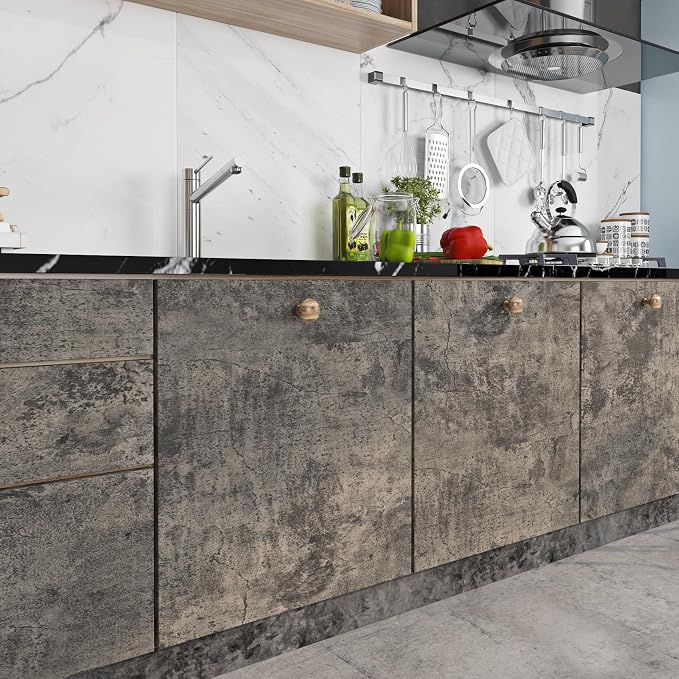 Livelynine Moody Concrete Wallpaper Peel and Stick Industrial Modern Brown - Image 5