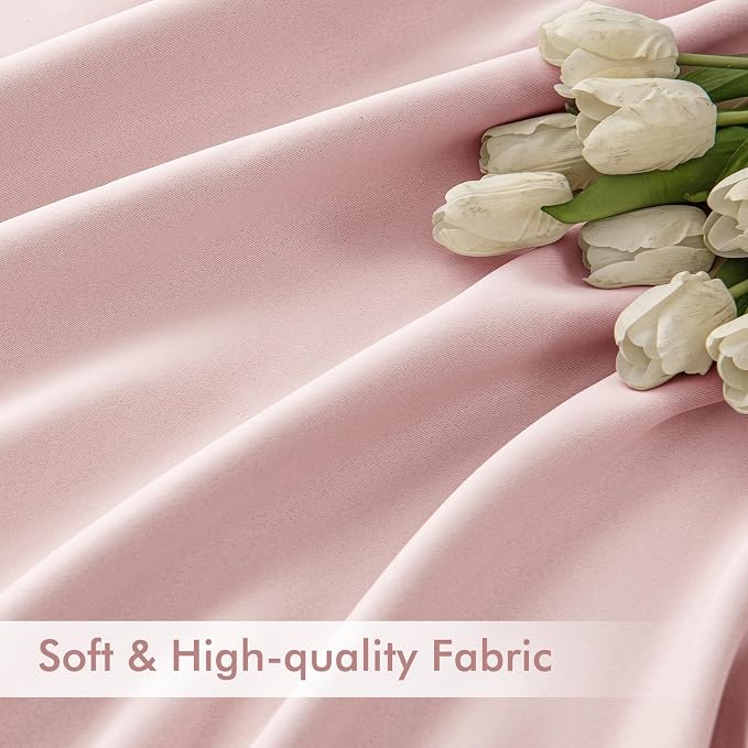 MIULEE Baby Pink Back Tab Blackout Curtains 120 Inch Long 2 Panels Set - Image 6