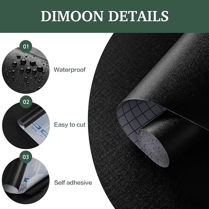 Dimoon 17.7''x78.7'' Peel and Stick Wallpaper Black Contact Paper - Image 4