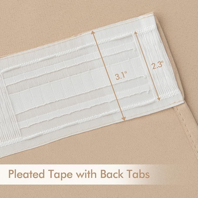 MIULEE Back Tab Beige Curtains 120 Inch Long 2 Panels Set - Image 4