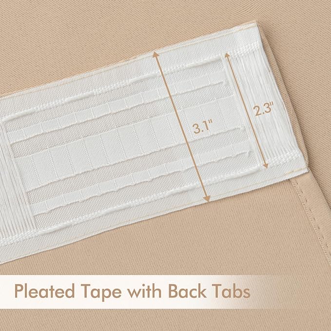 MIULEE Beige Back Tab Blackout Curtains 54 Inches Long 2 Panels Set - Image 4