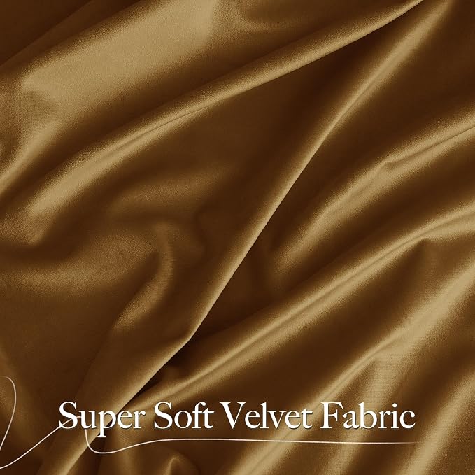 NICETOWN Gold Brown Velvet Curtains, Luxury and Soft Thermal Insulated Velvet - Image 3