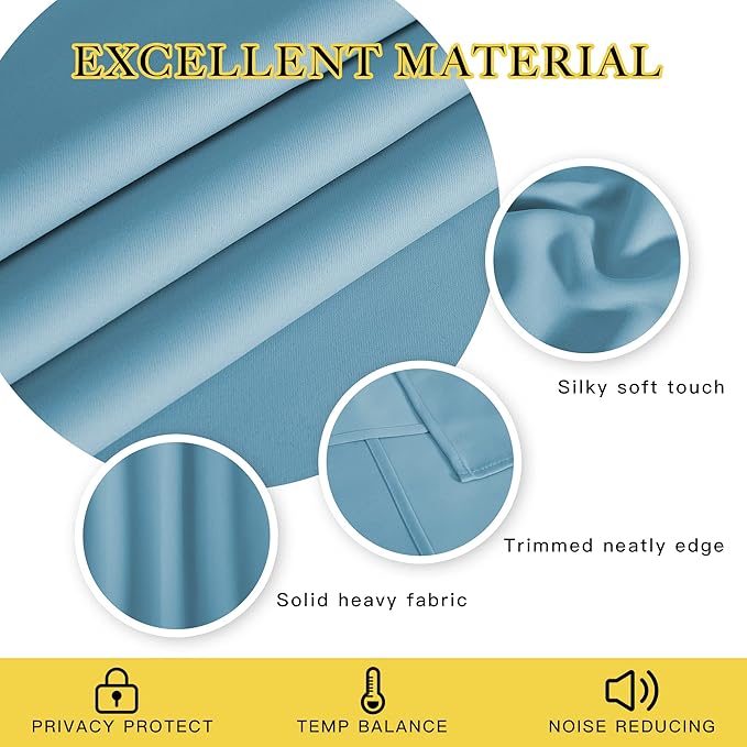 NICETOWN Teal Blue Blackout Curtains - Image 2