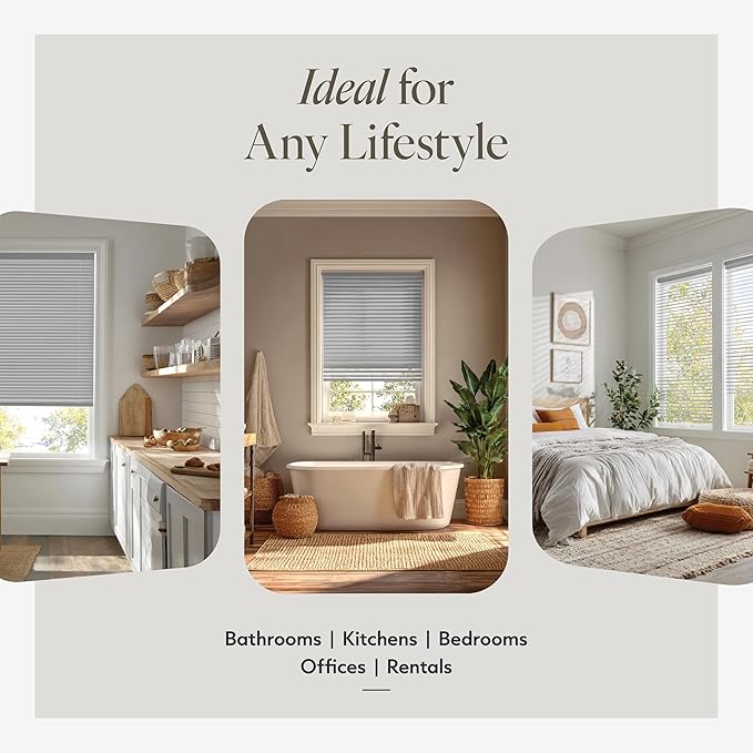 CHICOLOGY Cordless Mini Blinds for Indoor Windows, 26.75" W x 48" H, Light - Image 3