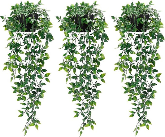 Whonline 3 Pack Artificial Hanging Plants Fake Plants by WHONLINE