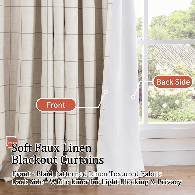 Lajode Grey Linen Blackout Curtains - Image 3