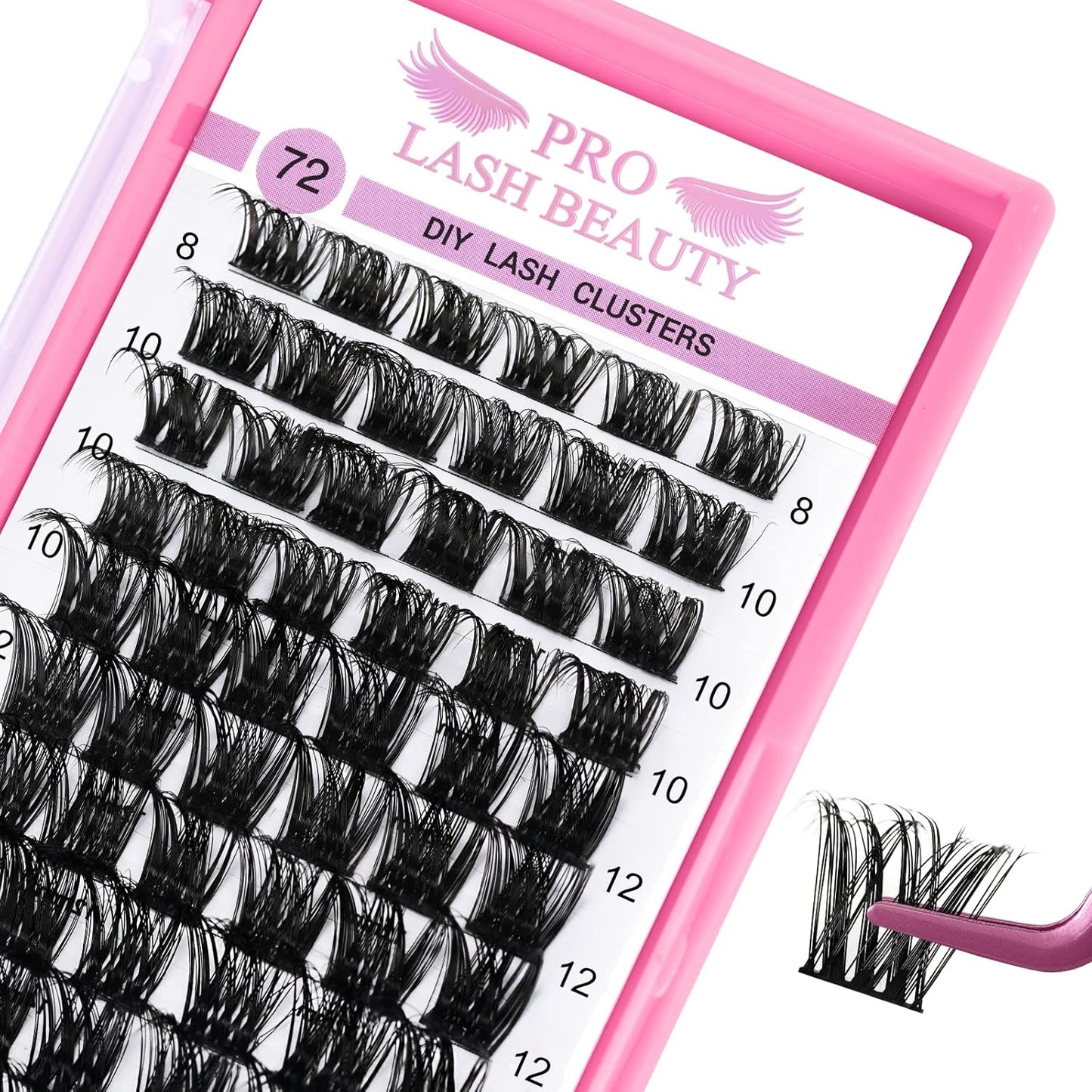 Cluster Lashes 72 Pcs Lash Clusters DIY Eyelash Extension Individual Cluster Eyelashes Tender Style Self-Application Fluffy Super Thin Band Reusable Soft & Comfortable(Tender-D-8-16mix)