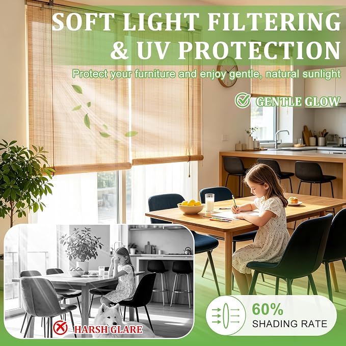 Bamboo Blinds 72x48 inch Bamboo Roman Shades - Image 4