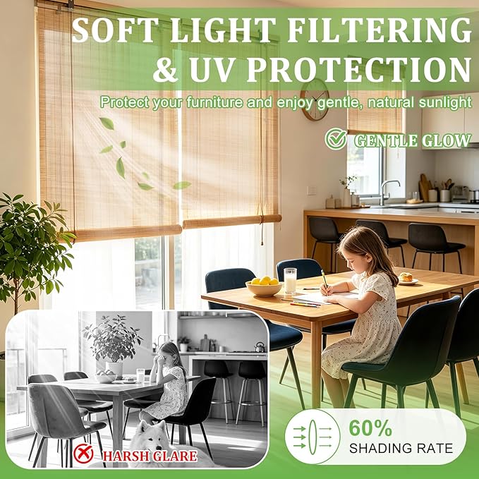 Bamboo Blinds 42x72 inch Bamboo Roman Shades - Image 4