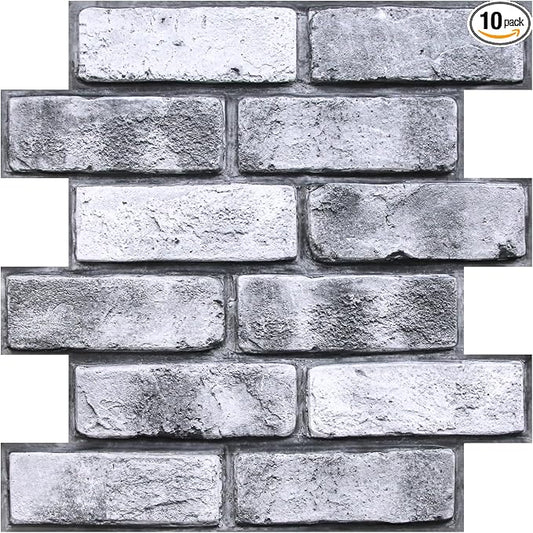 COMSTICKC 3D Faux Brick Wall Panel Peel and Stick, Small Size, Ultra-Light PVC by COMSTICKCDECOR