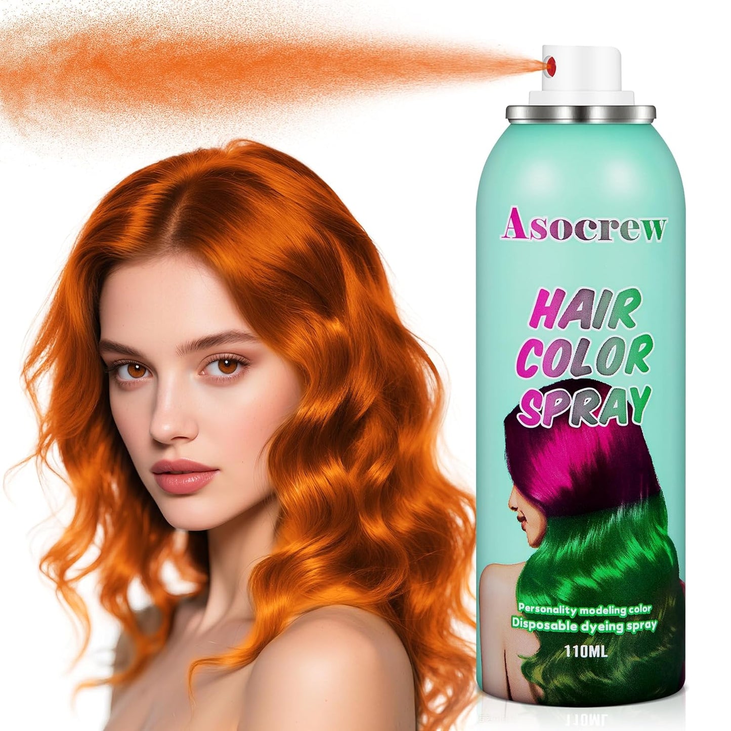 Orange Hair Spray,Hair Color Spray Dye,Temporary Hair Color Spray for Kids Women,Color Hairspray Pomades,Washable Hair Dye for Kids, Colored Hair Spray for Party,Halloween,Cosplay(Orange)