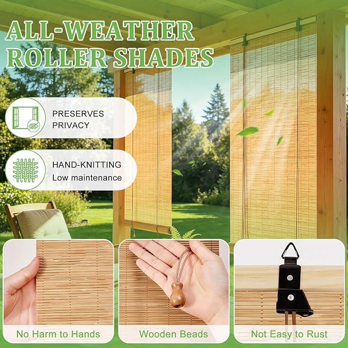 Bamboo Blinds 32x48 inch Bamboo Roman Shades - Image 2